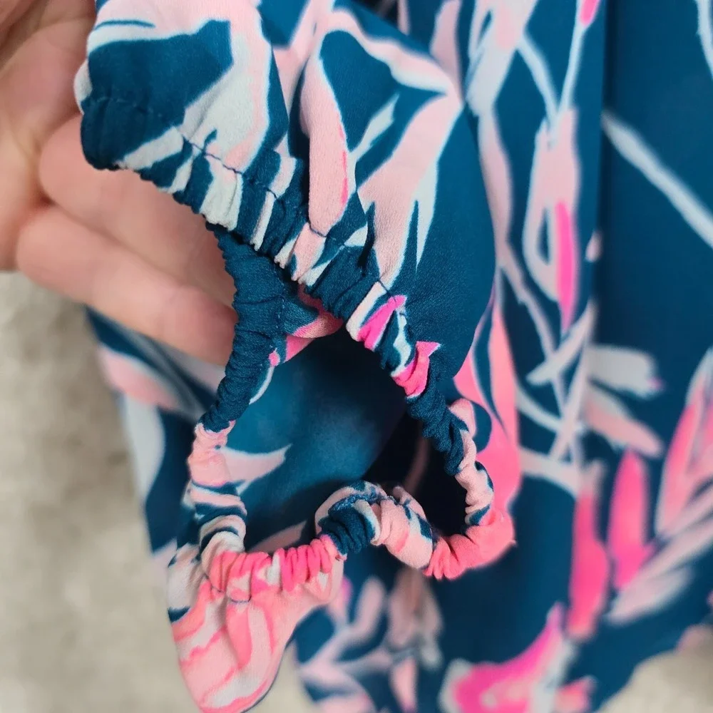 Lilly Pulitzer Womens Charleigh Top Medium Floral V-Neck Balloon Sleeve Flowy - Picture 5 of 14